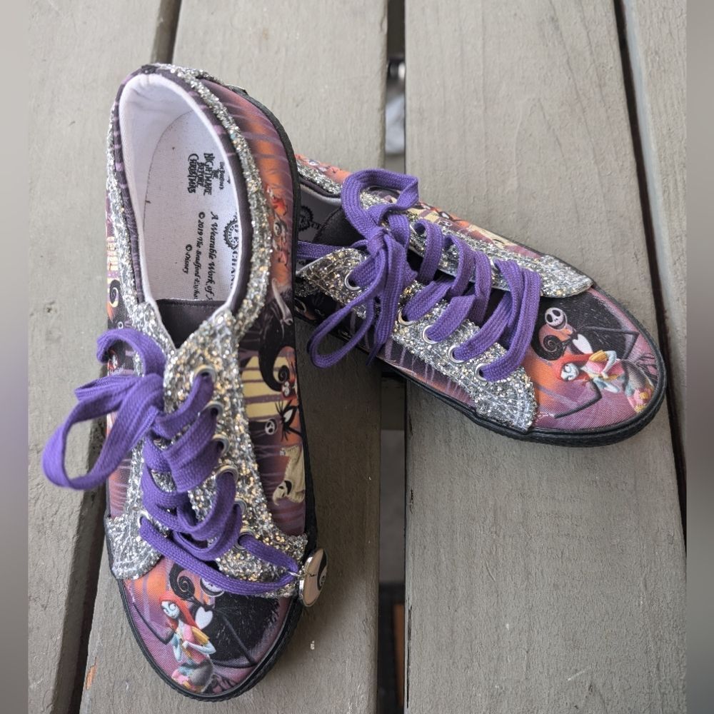 Bradford Exchange The Nightmare Before Christmas Ever-Sparkle Canvas‎ Shoes 8